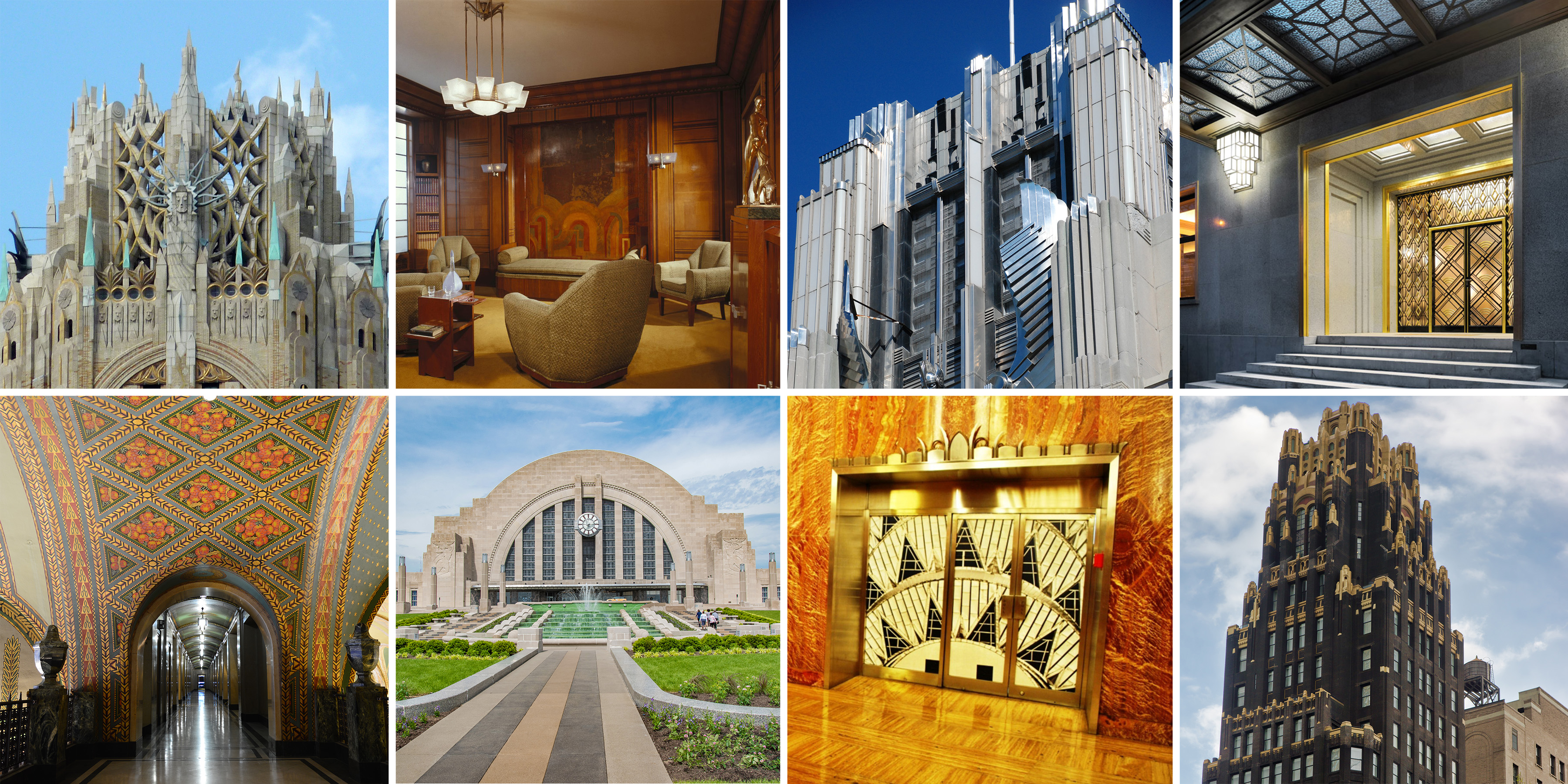 collage of images that represent the Art Deco style