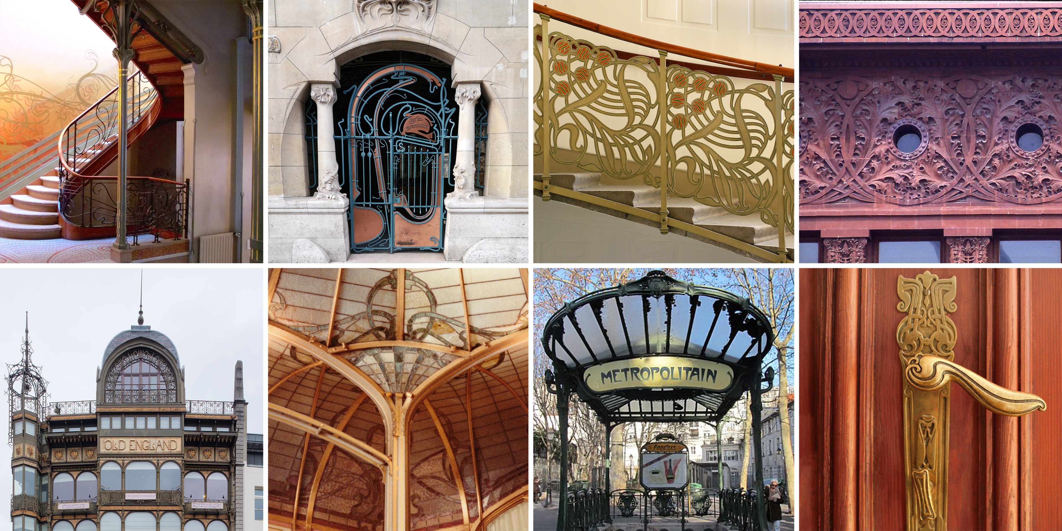 collage of images that represent the Art Nouveau style