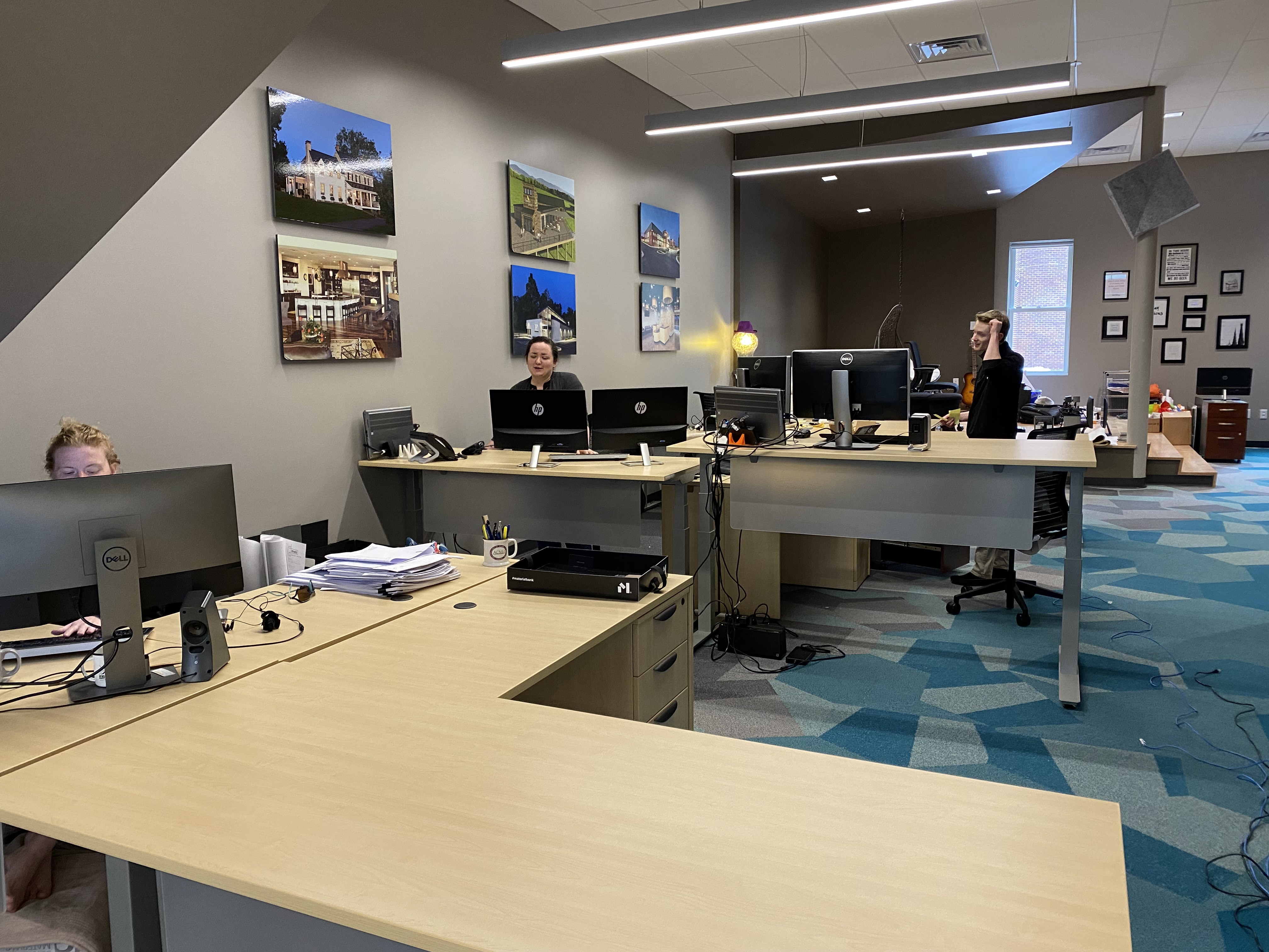 maple sit stand desks in design studio