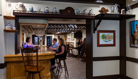 the bar area of Schmankerl Stube Bavarian Restaurant in Hagerstown, MD